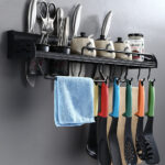 ⁦رف حائط منظم لادوات المطبخ كالتوابل والسكاكين بهوكات معدن غير قابل للصدأ⁩ - الصورة ⁦6⁩