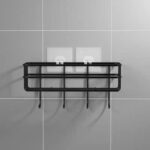 ⁦رف معدن منظم لأدوات الحمام والمطبخ ب 4 هوكات ولزق دبل فيس قوي لسهولة التعليق⁩ - الصورة ⁦3⁩