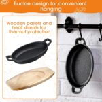 ⁦طاسة حديد زهر غير قابل للصدأ بيد وقاعدة خشبية لسهولة تقديم الطعام علي السفرة بشكل شيك⁩ - الصورة ⁦3⁩