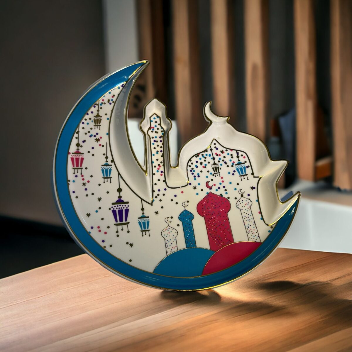 ⁦طبق تسالي هلال وجامع  بورسلين لتقديم التمر والمكسرات والكاندي للضيوف في رمضان بشكل شيك⁩ - الصورة ⁦4⁩