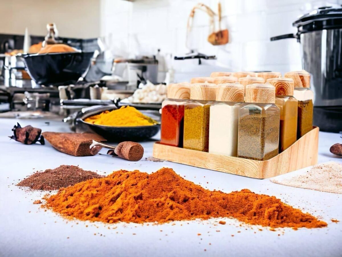 ⁦طقم توابل 12 قطعة بنظامين رش مع حامل متدرج شكل خشبي ومجموعة استيكر لتمييز البرطمانات عملي وسهل الأستخدام⁩ - الصورة ⁦4⁩