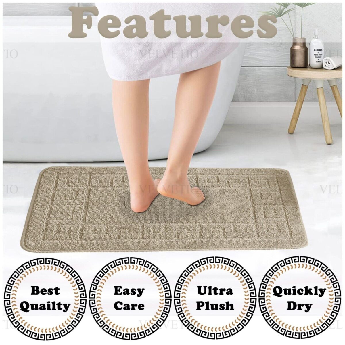 ⁦طقم دواسات حمام 3 قطع مضاد للأنزلاق لتجنب الوقوع للتواليت والبانيو بألوان مختلفة⁩ - الصورة ⁦3⁩