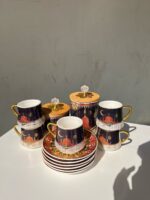 ⁦طقم شاي 12 قطعة مزخرف برسومات رمضانية مع 2 سكرية بأحجام مختلفة من البورسلين⁩ - الصورة ⁦2⁩