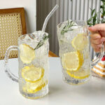 طقم كوبايات زجاج قطعتين لشرب وتقديم المياه والعصائر والمشروبات الغازية بيد