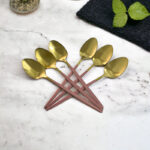 طقم معالق استانليس ستيل 6 قطع جولد بمقبض باللون البينك