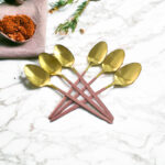 ⁦طقم معالق استانليس ستيل 6 قطع جولد بمقبض باللون البينك⁩ - الصورة ⁦4⁩