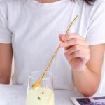 طقم معالق كوكتيل بالشاليموه 6 قطع مع فرشاه تنظيف استانليس ستيل