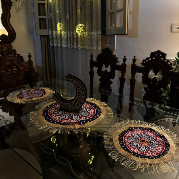 طقم مفارش خيامية 3 قطع بمقاسات مختلفة لتجديد ديكور البيت وإضفاء أجواء رمضانية مميزة