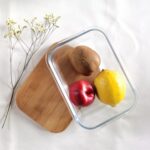 ⁦علبة ثلاجة زجاج لحفظ وتنظيم الطعام بغطاء خشبي محكم الغلق⁩ - الصورة ⁦4⁩