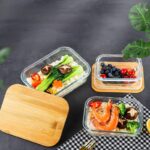 ⁦علبة ثلاجة زجاج لحفظ وتنظيم الطعام بغطاء خشبي محكم الغلق⁩ - الصورة ⁦3⁩