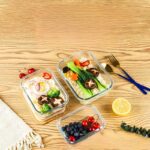 ⁦علبة ثلاجة زجاج لحفظ وتنظيم الطعام بغطاء خشبي محكم الغلق⁩ - الصورة ⁦5⁩