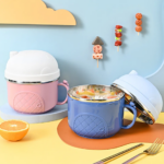 ⁦لانش بوكس استانليس ستيل 3 قطع لتناول اكل صحي في اي مكان للمدارس والجامعات بغطاء محكم الغلق ويد⁩ - الصورة ⁦6⁩