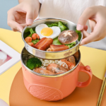 ⁦لانش بوكس استانليس ستيل 3 قطع لتناول اكل صحي في اي مكان للمدارس والجامعات بغطاء محكم الغلق ويد⁩ - الصورة ⁦7⁩