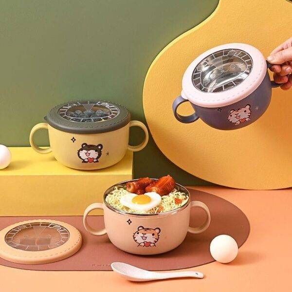 لانش بوكس بحلة استانليس ستيل بغطاء محكم الغلق ومعلقة لسهولة تناول الطعام للمدارس والجامعات والعمل بيد