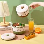 ⁦لانش بوكس بحلة استانليس ستيل من الداخل بمعلقة وغطاء محكم الغلق بيد للمدارس والجامعات والعمل⁩ - الصورة ⁦2⁩