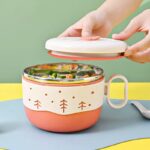 لانش بوكس بحلة استانليس ستيل من الداخل بمعلقة وغطاء محكم الغلق بيد للمدارس والجامعات والعمل