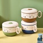 ⁦لانش بوكس بحلة استانليس ستيل من الداخل بمعلقة وغطاء محكم الغلق بيد للمدارس والجامعات والعمل⁩ - الصورة ⁦6⁩