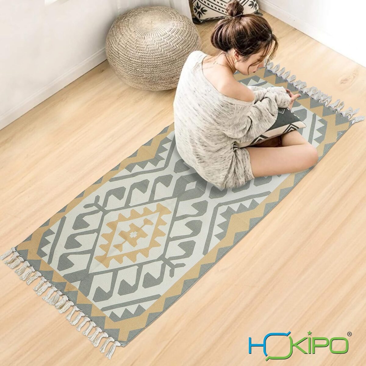 ⁦مشاية كليم هاند ميد 60*90 سم بألوان مختلفة مبهجة لتجديد الديكور⁩ - الصورة ⁦6⁩