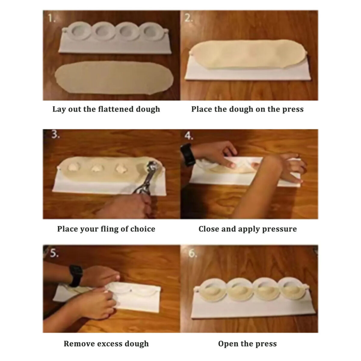 ⁦مكبس يدوي رباعي لصنع وعمل القطايف والسمبوسك بسهولة من البلاستيك⁩ - الصورة ⁦3⁩