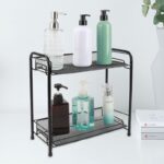 استاند 2 دور منظم وحامل لأدوات المطبخ والحمام من المعدن