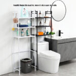 ⁦استاند 3 دور منظم وحامل لادوات الحمام فوق التواليت بهوكات لحمل وتعليق الليف والفوط⁩ - الصورة ⁦2⁩