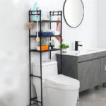 استاند 3 دور منظم وحامل لادوات الحمام فوق التواليت بهوكات لحمل وتعليق الليف والفوط