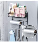 ⁦استاند معدن لتنظيم أدوات المطبخ مع حامل للمناديل و 6 هوكات لتعليق الفوط ومعالق الغرف بلزق دبل فيس⁩ - الصورة ⁦3⁩