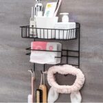 ⁦استاند معدن لتنظيم أدوات المطبخ مع حامل للمناديل و 6 هوكات لتعليق الفوط ومعالق الغرف بلزق دبل فيس⁩ - الصورة ⁦6⁩