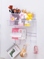 ⁦استاند معدن لتنظيم أدوات المطبخ مع حامل للمناديل و 6 هوكات لتعليق الفوط ومعالق الغرف بلزق دبل فيس⁩ - الصورة ⁦7⁩