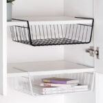 اندر شيلف معدن حامل ومنظم لأدوات المطبخ والحمام والمكتب سهل التركيب