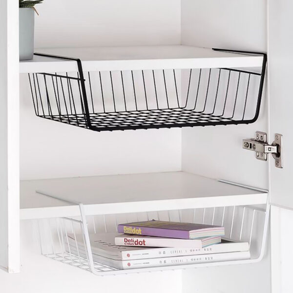 اندر شيلف معدن حامل ومنظم لأدوات المطبخ والحمام والمكتب سهل التركيب