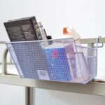 ⁦باسكت معدن منظم وحامل لأدوات المطبخ والحمام وادوات العناية بالشعر والبشرة سهل التعليق علي الارفف بدون ادوات⁩ - الصورة ⁦7⁩
