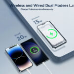 ⁦باور بانك لاسلكي بمنفذ يو اس بي وتايب سي لشحن 3 اجهزة في وقت واحد 10000 ملي امبير⁩ - الصورة ⁦5⁩