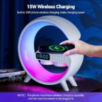 ⁦جهاز  5 في 1 شاحن لاسلكي وساعة رقمية ومنبة ومكبر صوت واباجورة بألوان متعددة لغرف النوم والدريسنج والمكتب⁩ - الصورة ⁦3⁩