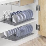 ⁦رف حامل ومنظم للأطباق والأواني والاكواب في الأدراج ولتجفيفها من المياه بجانب الحوض من البلاستيك⁩ - الصورة ⁦8⁩