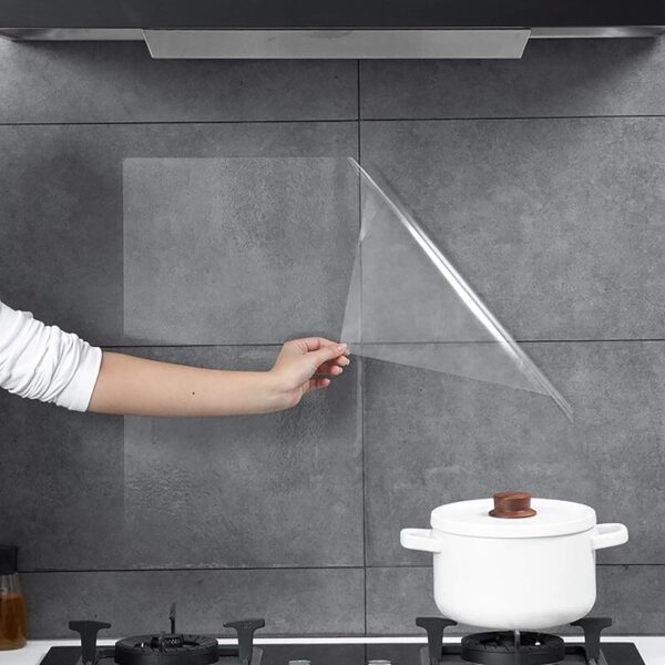 رول استيكر شفاف لاصق 2 متر وتربروف لحوائط المطبخ لمنع تكون الدهون قابل للقص