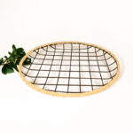 سلة حمل الخضروات وتقديم الفواكه للضيوف بشكل شيك معدن بخيوط من الخوص