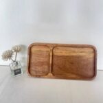 ⁦صينية مقسمة 2 خانة لتقديم الفطار والمكسرات والتسالي بشكل مختلف من الخشب⁩ - الصورة ⁦2⁩