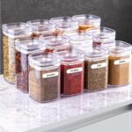⁦طقم 12 برطمان بغطاء محكم الغلق مع 3 ارفف لحفظ وتنظيم التوابل من الاكليريك⁩ - الصورة ⁦2⁩