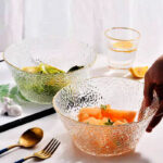 ⁦طقم اطباق اكليريك 3 شفاف قطع بمقاسات مختلفة بحواف جولد لحمل وتقديم السلطات والفواكه بشكل شيك⁩ - الصورة ⁦12⁩