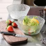 ⁦طقم اطباق اكليريك 3 شفاف قطع بمقاسات مختلفة بحواف جولد لحمل وتقديم السلطات والفواكه بشكل شيك⁩ - الصورة ⁦8⁩