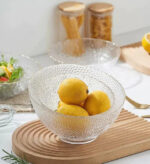 طقم اطباق اكليريك شفاف 3 قطع بمقاسات مختلفة لحمل وتقديم السلطات والفواكه علي السفرة بشكل شيك