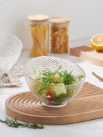 ⁦طقم اطباق اكليريك شفاف 3 قطع بمقاسات مختلفة لحمل وتقديم السلطات والفواكه علي السفرة بشكل شيك⁩ - الصورة ⁦3⁩