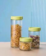 ⁦طقم برطمانات زجاج 10 قطع بمقاسات مختلفة لحمل وتنظيم الحبوب والبقوليات والتوابل بغطاء محكم الغلق⁩ - الصورة ⁦2⁩