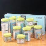 ⁦طقم برطمانات زجاج 10 قطع بمقاسات مختلفة لحمل وتنظيم الحبوب والبقوليات والتوابل بغطاء محكم الغلق⁩ - الصورة ⁦3⁩