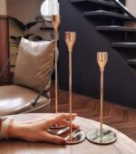 ⁦طقم شمعدان معدن 3 قطع بمقاسات مختلفة لتجديد الديكور⁩ - الصورة ⁦7⁩