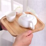 ⁦طقم صواني تقديم 3 قطع بمقاسات مختلفة للفطار والفواكه وفناجين الشاي والقهوة من الخشب⁩ - الصورة ⁦9⁩