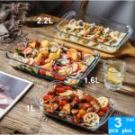 ⁦طقم صواني فرن بايركس حراري 3 قطع بمقاسات مختلفة لعمل وتقديم الطعام علي السفرة بشكل شيك⁩ - الصورة ⁦6⁩