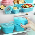 ⁦طقم علب ثلاجة 4 قطع بمقاسات مختلفة سيليكون قابل للطي بغطاء شفاف محكم الغلق⁩ - الصورة ⁦2⁩