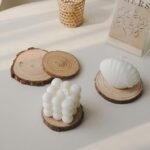 ⁦طقم كوستر ميني للأكواب والشموع وقطع الديكور 6 قطع من الخشب⁩ - الصورة ⁦2⁩